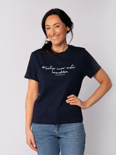 watapparel watapparel T-Shirt Frauen Früher war mehr Lametta, French navy, – Produktbild 2 von 2