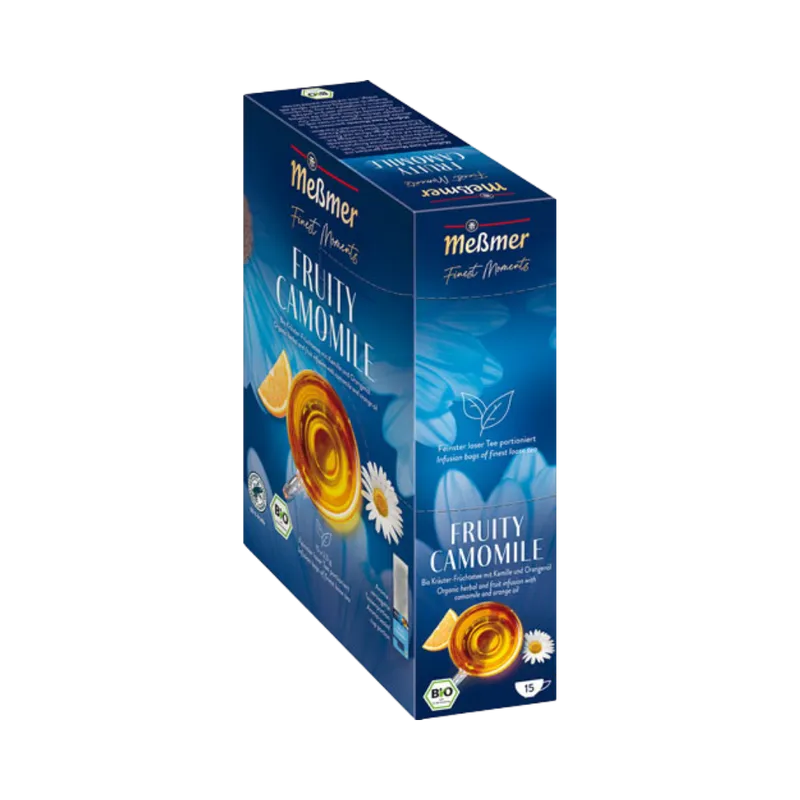 Meßmer Meßmer Finest Moments Bio Fruity Camomile, Kräutertee, Teebeutel im Kuvert, 2. Entnahmefach/displaytauglich, 37,5g – Produktbild 1 von 2