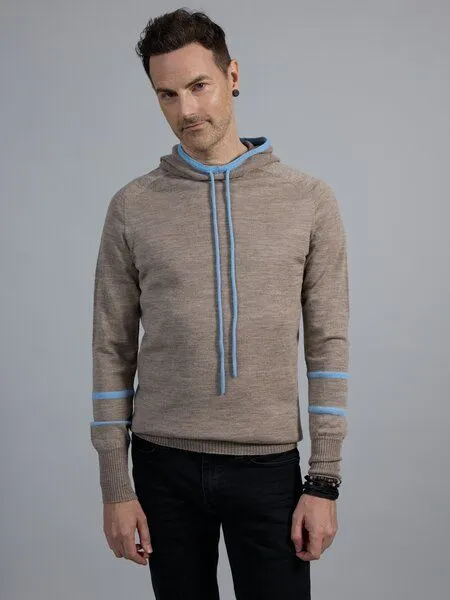 Susan's Fashion Susan's Fashion Hoodie Charlie für Männer aus Biomerinowolle, Beige, – Produktbild 4 von 4