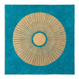 Veskor Cassiopeia Veskor Cassiopeia CENTRAL SUN Sonnen Linoldruck | 22 × 22 cm | Cyan-Blau – Produktbild 1 von 1