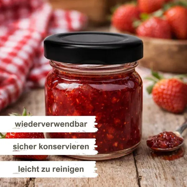 mikken mikken 10 kleine Einmachgläser 40 ml mit Schraubdeckel, Schwarz, – Produktbild 3 von 8