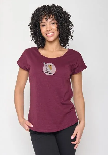 GreenBomb GREENBOMB Animal Koernerfreund Cool - Sportliches T-Shirt aus Bio-Baumwolle / hochwertiger Print / GOTS / Fair & Vegan, Rot (samtener regen), – Produktbild 2 von 4