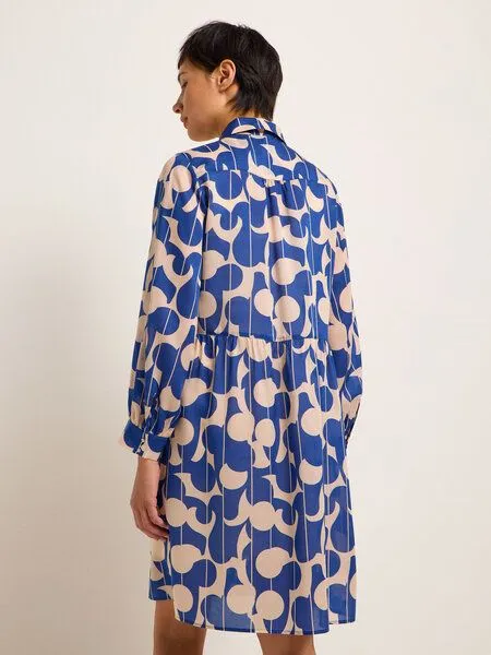 LANIUS LANIUS Hemdblusenkleid Print Graphic Dots aus TENCEL Lyocell, Print graphic dots blue, – Produktbild 4 von 4