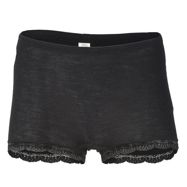 Engel Engel Natur Damen-Pants mit Spitzenabschluss Schurwolle Seide, Schwarz, – Produktbild 1 von 2