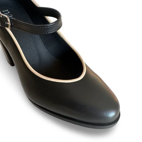 Nae Vegan Shoes Nae Vegan Shoes NAE | Martina Vegan Mary Jane heels in AppleSkin, Schwarz, – Produktbild 3 von 4