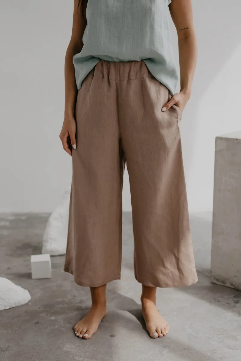 AmourLinen AmourLinen Damen vegan Hose Tokyo Altrosa, Hellbraun, – Produktbild 1 von 2
