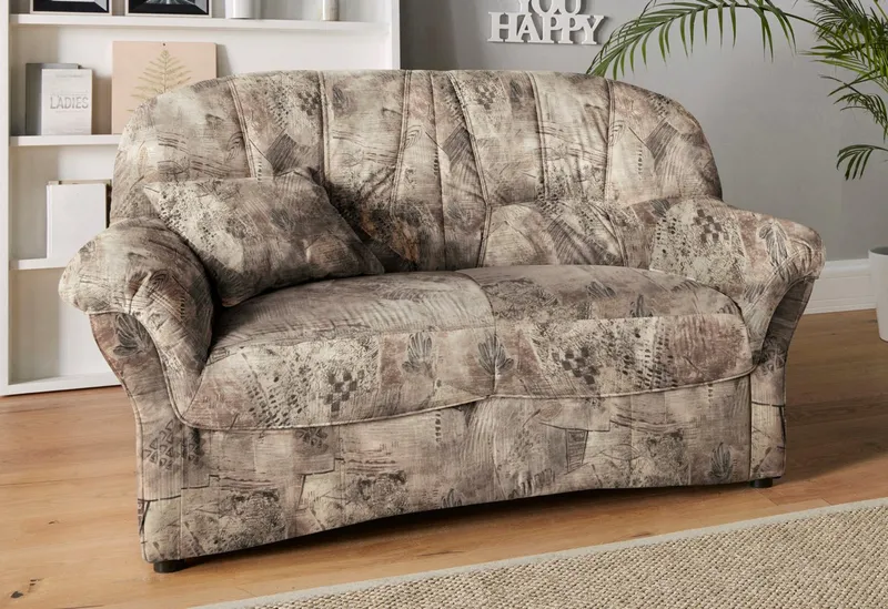 DOMO collection 2-Sitzer Bahia Couch, B/T: 153/92 cm, belastbar bis 140kg/ Sitz, mit Federkern, Microfaser MELROSE®, Braun, – Produktbild 2 von 5