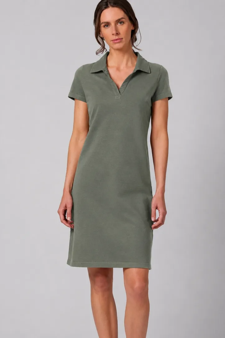 HempAge Hempage Damen vegan Kleid Timeless Summer Flacher Kragen Moosgrün, Grün, – Produktbild 2 von 2