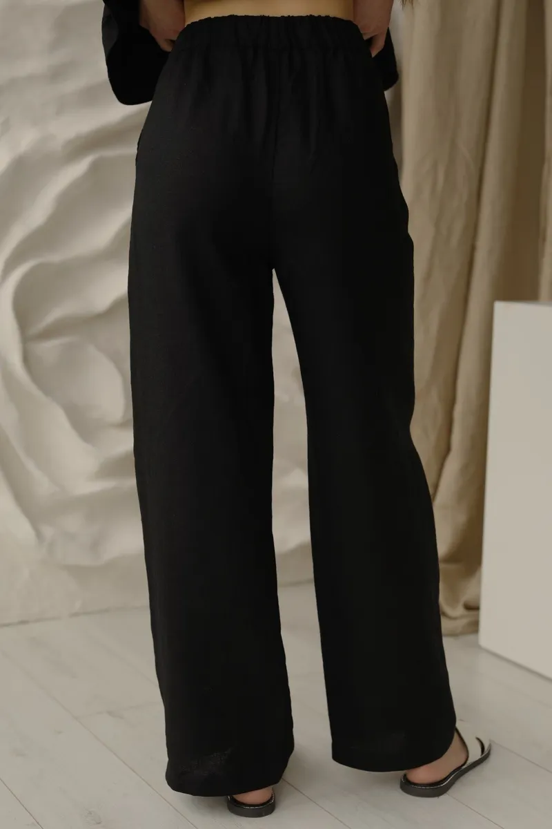 Amber Linen Amber Linen Damen vegan Hose Jakarta Schwarz, Schwarz, – Produktbild 1 von 2