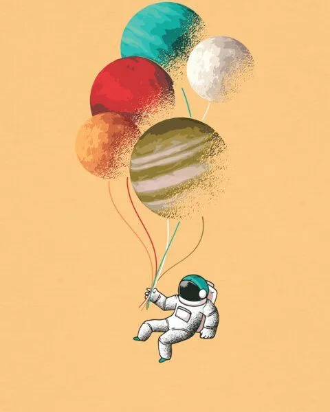 watapparel watapparel T-Shirt Frauen Balloon Spaceman, Nispero, – Produktbild 3 von 4