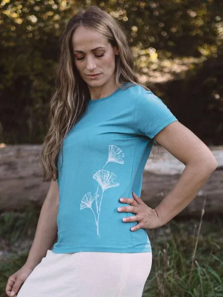 Life-Tree Life-Tree Fairwear Bambus Shirt Women Ginkgo, Blau, – Produktbild 3 von 4