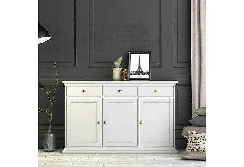 Home affaire Kommode Paris, mit vielen Staurammöglichkeiten und einer Rahmenoptik, Breite 143,7 cm, Weiß, – Produktbild 2 von 5