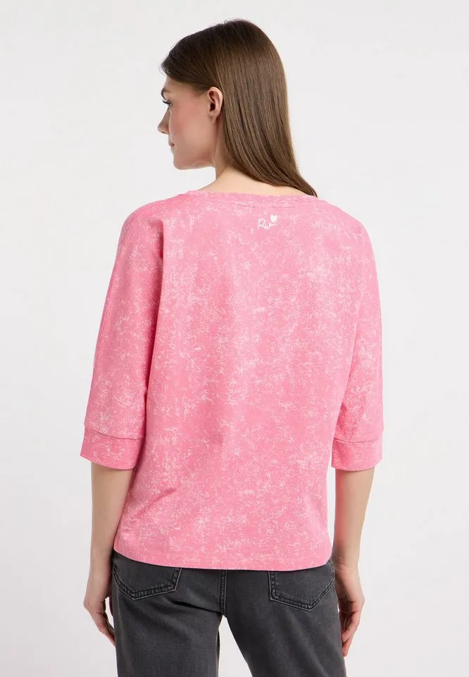 ragwear ragwear 3/4-Arm-Shirt SHIMONA PRINT Bequemer Fit mit Herz-Print und ausgewaschener Optik, Rosa, – Produktbild 3 von 5