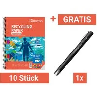 Memo 10 memo Collegeblock, DIN A5 liniert 80 Blatt + Gratis STABILO Fineliner dr!ver, schwarz – Produktbild 1 von 1