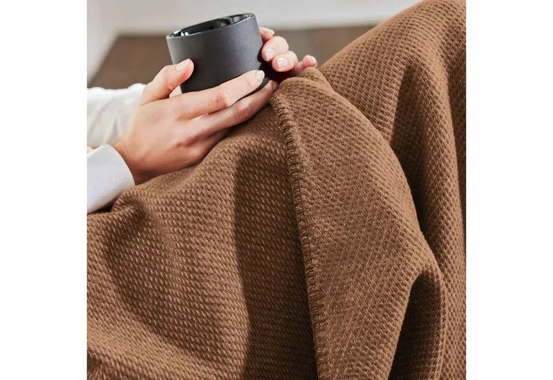 IBENA Wohndecke Charlotte mit GOTS, IBENA, mit gewebter Struktur, Braun, – Produktbild 1 von 5