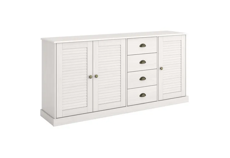 OTTO home Sideboard Turia, mit Lamellentüren, Kommode aus massivem Kiefernholz, FSC®, 4 Schubkasten, Breite 166 cm, Weiß, – Produktbild 2 von 5