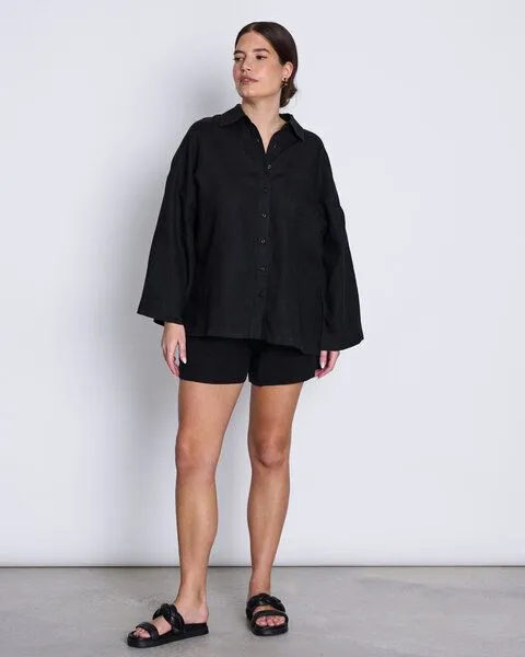 JAN N JUNE JAN N JUNE Leinenbluse MONS, Schwarz, – Produktbild 1 von 4