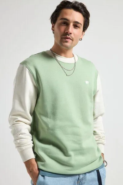 Trendsplant Trendsplant Color Block Sweatshirt Salted Moss, Beige, – Produktbild 1 von 4
