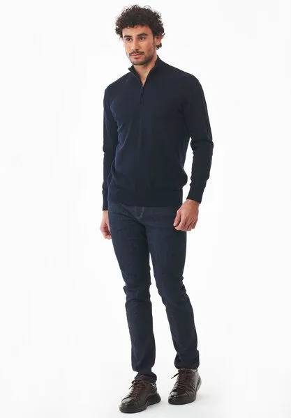 ORGANICATION ORGANICATION Troyer-Pullover aus Bio-Baumwolle, Dark navy, – Produktbild 2 von 4