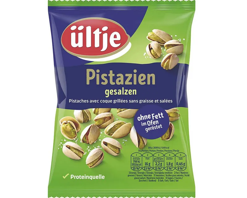 UELTJE Knabberei, Ültje Pistazien mit Schale im Ofen geröstet und gesalzen 150g – Produktbild 1 von 2
