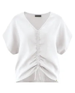HempAge Hempage Damen vegan Weiße Sommerbluse Mit Raffungen – Produktbild 1 von 1