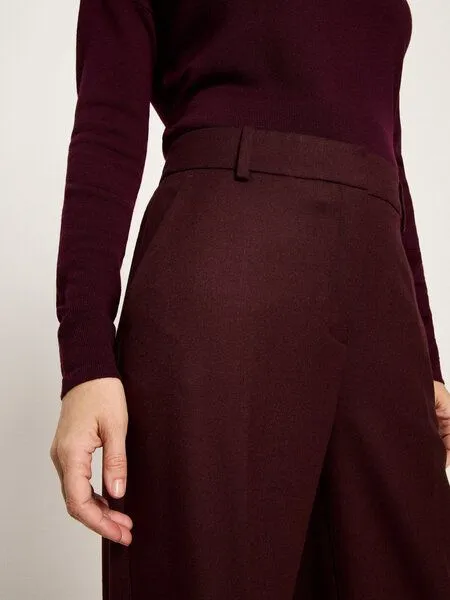 LANIUS LANIUS Verkürzte Hose mit Bügelfalte aus Bio-Schurwolle GOTS, Bordeaux (rot), – Produktbild 3 von 3