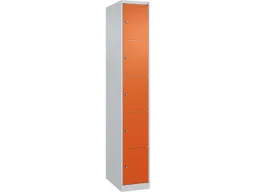 C+P C+P Schließfachschrank Classic PLUS, 5 Fächer, 1850x300x500mm, Lichtgrau/Reinorange – Produktbild 1 von 1