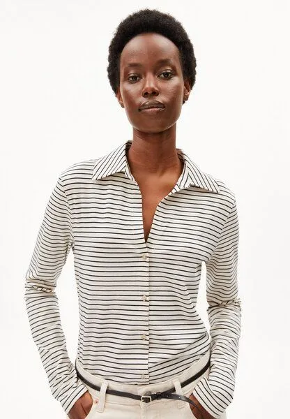 ARMEDANGELS ARMEDANGELS NALAANNIA STRIPE Damen Bio-Baumwoll Mix, Oatmilk-black, – Produktbild 2 von 3