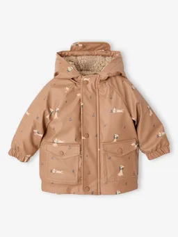Vertbaudet Baby Regenjacke mit Kapuze und Teddyfleece-Futter  hunde – Produktbild 1 von 1