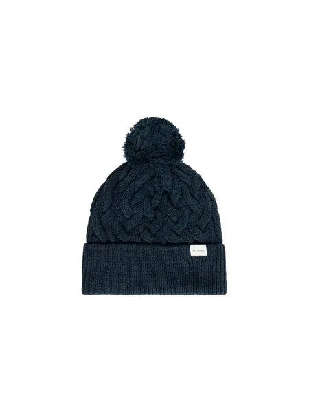 KnowledgeCotton Apparel KnowledgeCotton Apparel Strickmütze mit Zopfmuster und Bommel aus Bio-Baumwolle, Blau-total-eclipse, – Produktbild 1 von 4