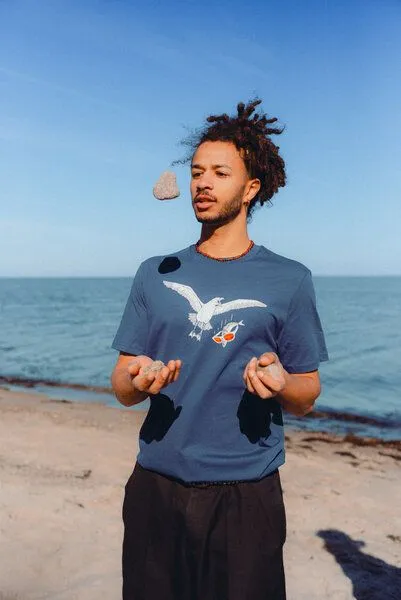 FÄDD FÄDD Herren T-Shirt Rundhals aus Bio-Baumwolle "SEETEST", Dunkelpetrol (blau), – Produktbild 2 von 4