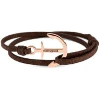 Classygood. Classygood. Anker Armband Edelstahl - Rosègold - Alcantara-Leder Band, Braun, – Produktbild 1 von 1
