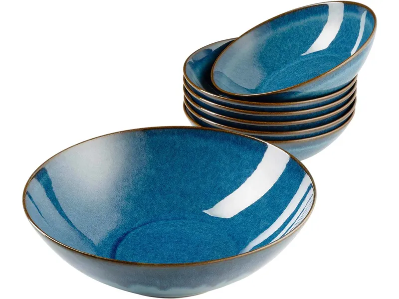 Mäser Mäser Salatschüssel-Set 7-tlg. "Ossia" Steinzeug, Blau, – Produktbild 1 von 5