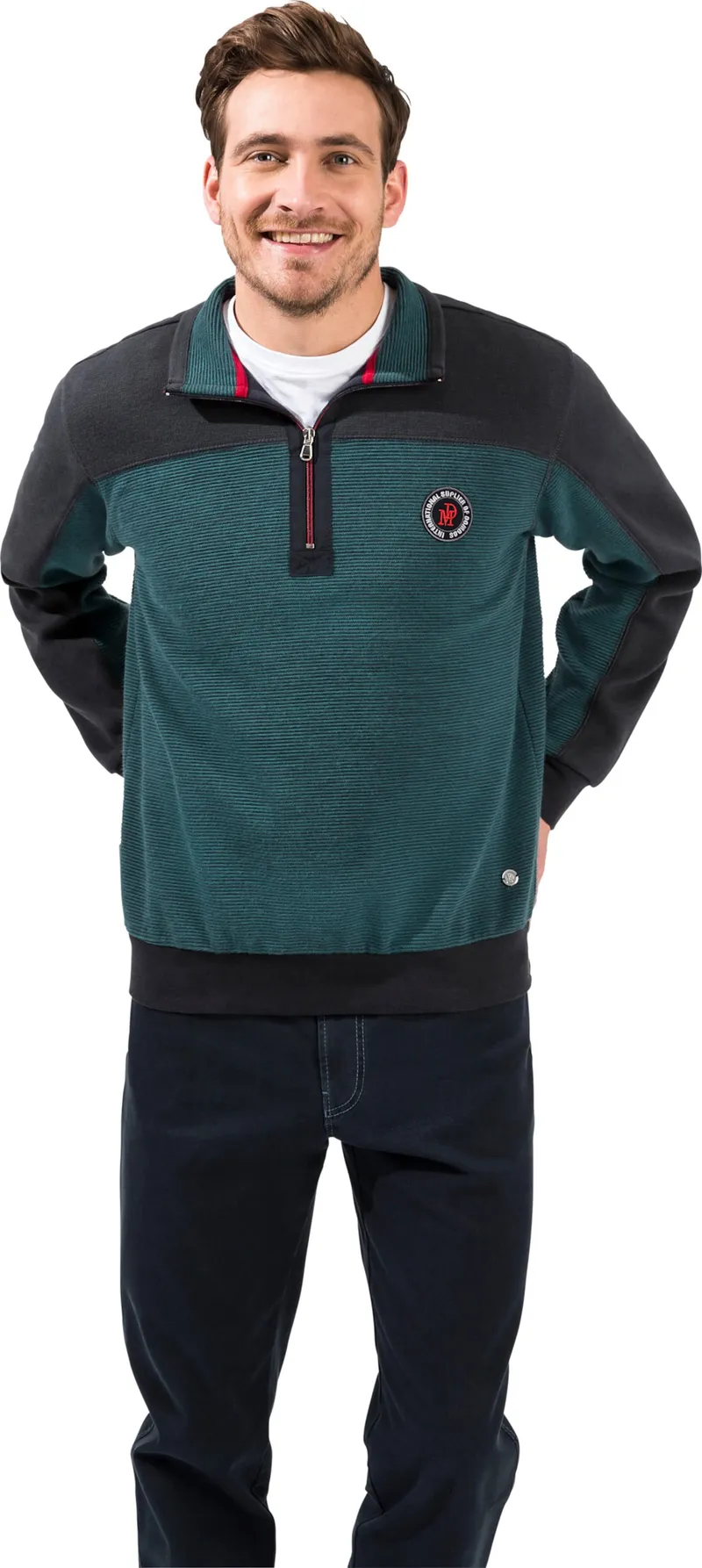 marco donati Sweatshirt blau-grün, Blau-grün, – Produktbild 3 von 3