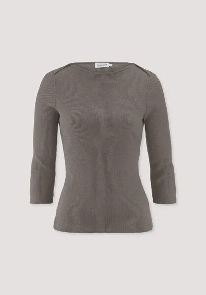 hessnatur hessnatur Boatneck Shirt Slim aus Bio-Baumwolle, Silbergrün, – Produktbild 4 von 4