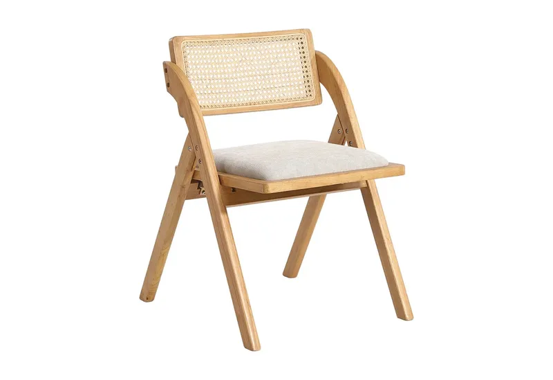 LIM HOME Klappstuhl Massivholz Rattan (Packung, 1 St), Gestell aus Massiveholz FSC®, Sitzfläche aus Rattan, Beige, – Produktbild 1 von 5