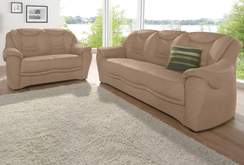 sit&more Polstergarnitur Bansin, bestehend aus einem 3- und einem 2- Sitzer, inklusive Federkern, Braun, – Produktbild 3 von 5
