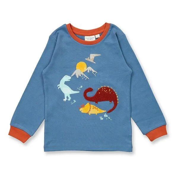 Sense Organics Sense Organics Kinder Schlafanzug, Modell LONG JOHN, Dino-druck auf blauem hintergrund, – Produktbild 2 von 4
