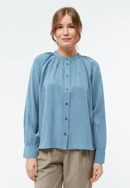 Givn Berlin Givn Berlin Bluse GBSMILLA mit Puffärmeln aus TENCEL mit Peach-Effekt, Cloudy blue, – Produktbild 1 von 4