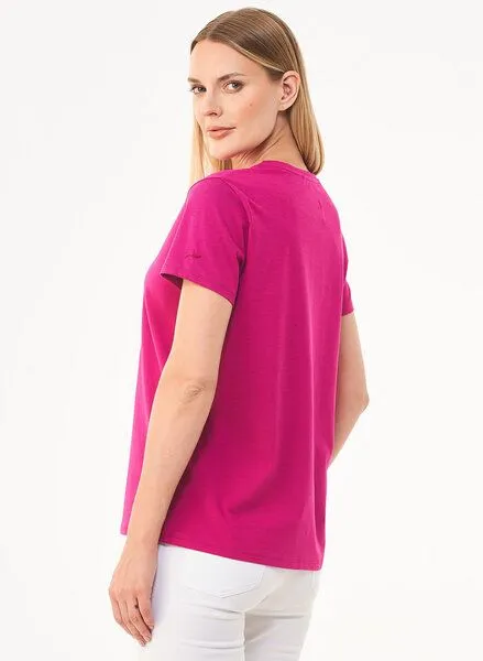 ORGANICATION ORGANICATION Damen Basic T-Shirt aus Bio-Baumwolle, Pink(raspberry pink), – Produktbild 4 von 4