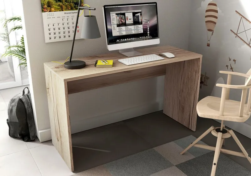 Home affaire Schreibtisch AGAPI, Breite 130, Computertisch im modernen Design & viel Arbeitsfläche, Beige, – Produktbild 3 von 4