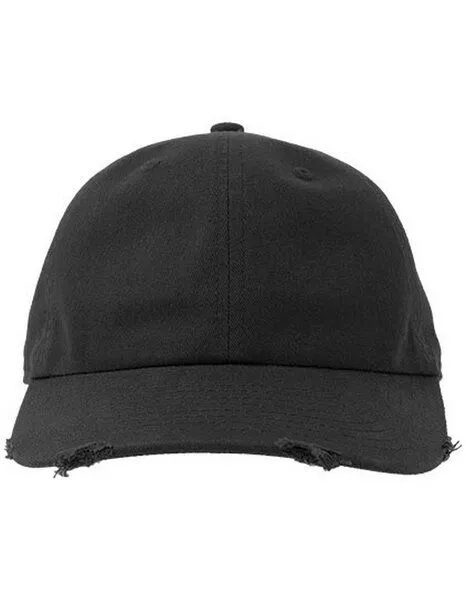 Atlantis Headwear Atlantis Headwear Atlantis Unisex Cap Basecap Cappy Kappe Destoyed Effekt mit unstrukturierter Krone erhätlich in 7 Farben Dad Hat Destroyed-S, Schwarz, – Produktbild 1 von 2