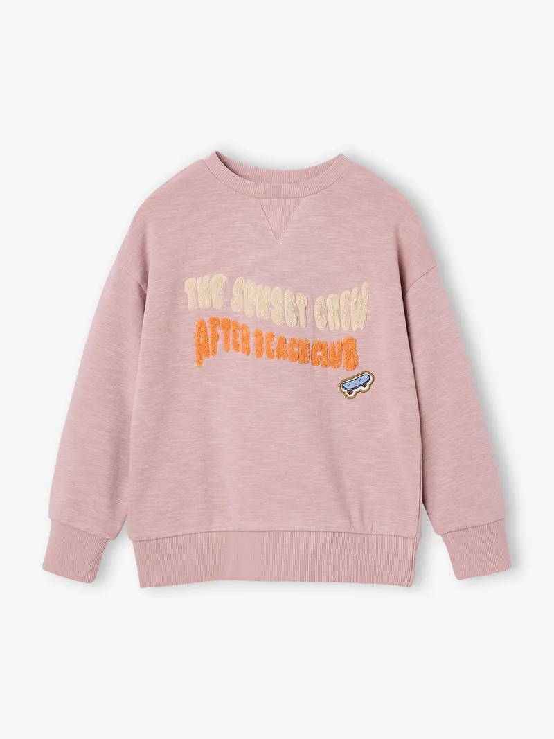 Vertbaudet Sweatshirt mit Bouclé-Motiv Jungen hell, Hellrosa, – Produktbild 4 von 4