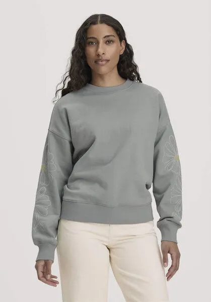 hessnatur hessnatur Sweatshirt mit Stickerei Oversized aus Bio-Baumwolle mit recycelter Baumwolle, Nebelblau, – Produktbild 1 von 4