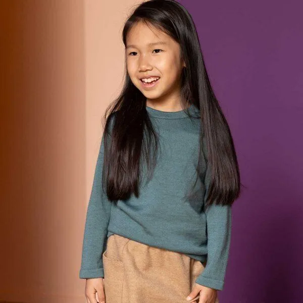 Disana disana Kinder Strick-Pullover Uni kbT-Merinowolle, Karamell, – Produktbild 3 von 3