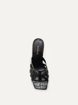 BIKKOU BIKKOU Damen vegan Sandalen 19:30 Uhr Golden Hour Croco Schwarz – Produktbild 1 von 1