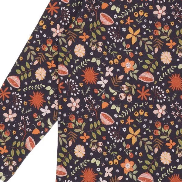 Walkiddy Kinder Langarmshirt GOTS-zertifiziert aus Bio-Baumwolle, Blumenprint, grau – Walkiddy, weich, hautfreundlich, nachhaltig & fair hergestellt, Grau, – Produktbild 2 von 2