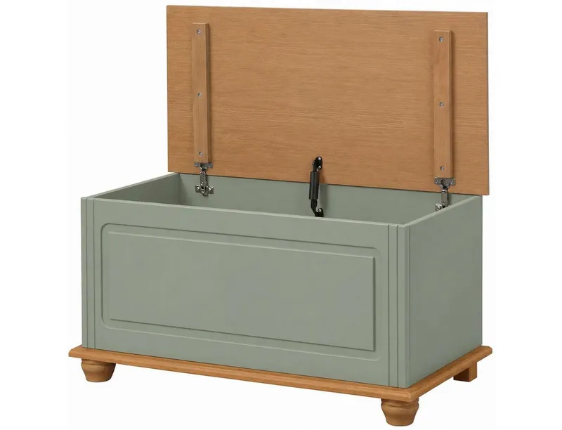 OTTO home Sitztruhe Finca, aus massivem Kiefernholz, 85 x 43 x 45 cm, mit praktischem Stauraum, Grün, – Produktbild 5 von 5