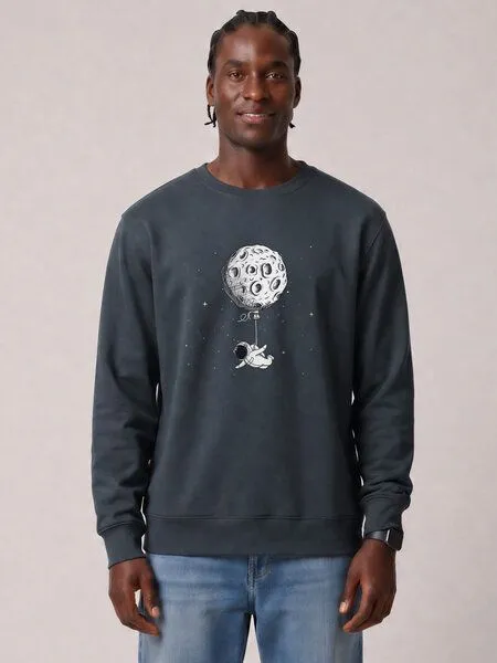 watapparel watapparel Sweatshirt Unisex Funny Spaceman, India ink grey, – Produktbild 2 von 2