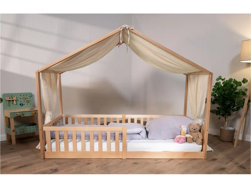 tiSsi® Baldachin Musselin für Hausbetten passend zu Bettmaß 120 - 140 x 200 cm, creme, Natur, – Produktbild 1 von 2